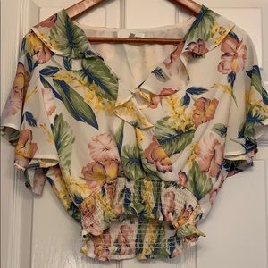 Hawaii floral crop blouse